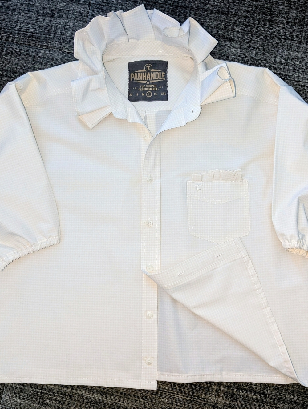 Viral Reworked Ruffled Collar Panhandle White Gingham Buttondown. - Picture 3 of 8